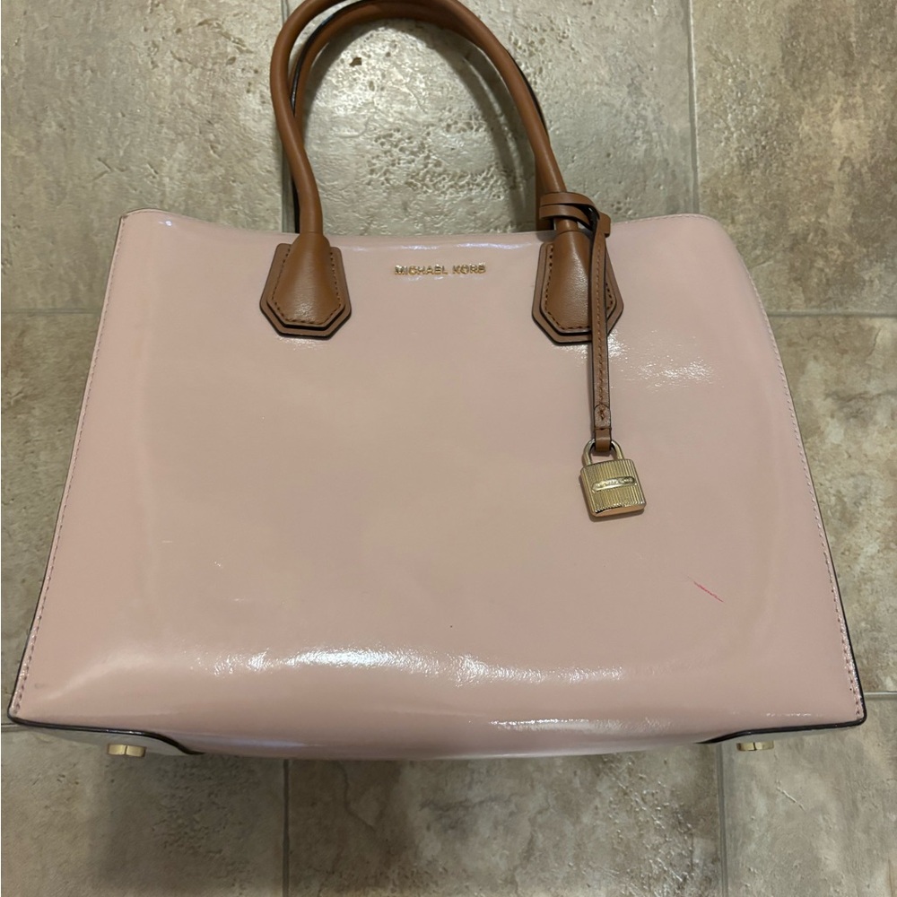 Michael Kors Pink and Brown Satchel Bag